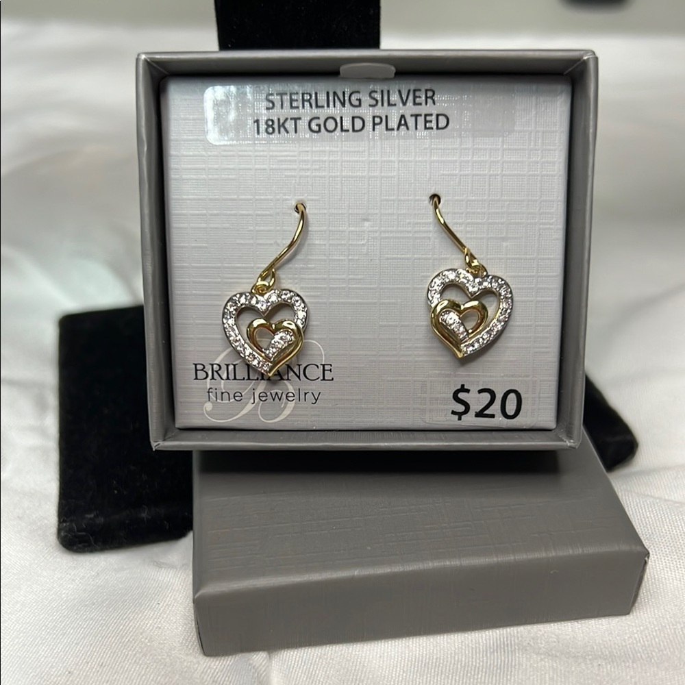 Gold and Silver Heart Earrings
